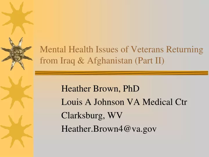 mental health issues of veterans returning from iraq afghanistan part ii