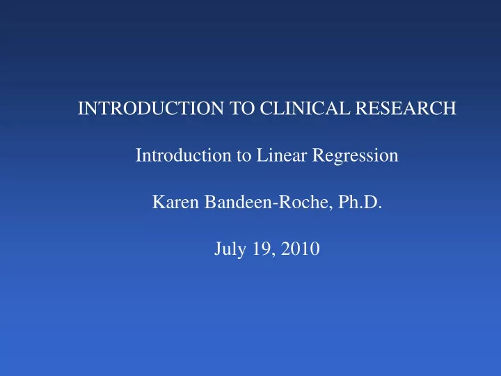 introduction to clinical research introduction
