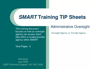 SMART  Training TIP Sheets