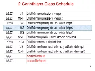 2 Corinthians Class Schedule