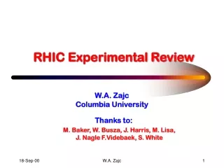 RHIC Experimental Review