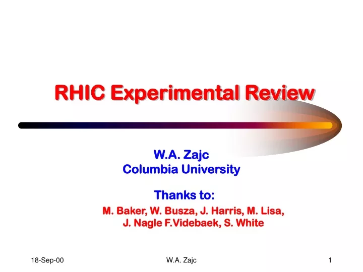rhic experimental review