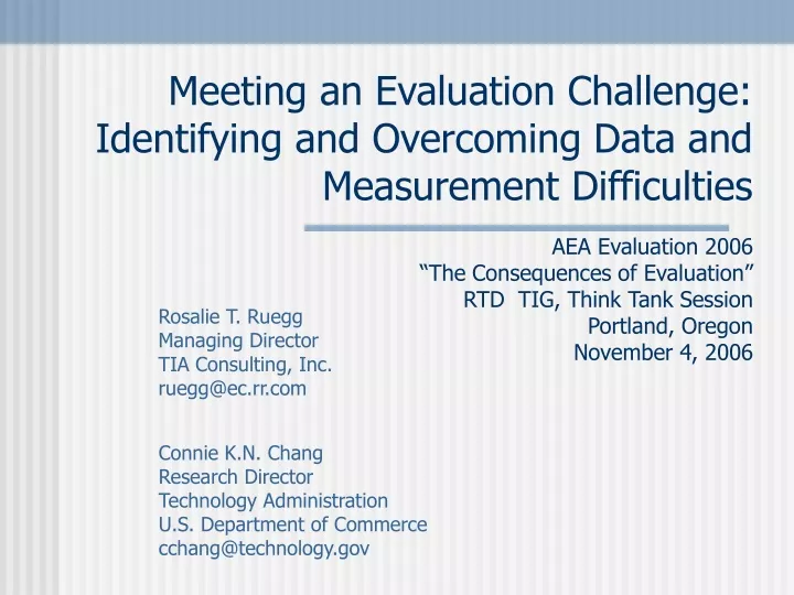 meeting an evaluation challenge identifying and overcoming data and measurement difficulties