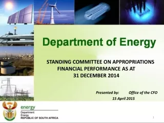 STANDING COMMITTEE ON APPROPRIATIONS FINANCIAL PERFORMANCE AS AT 31 DECEMBER 2014