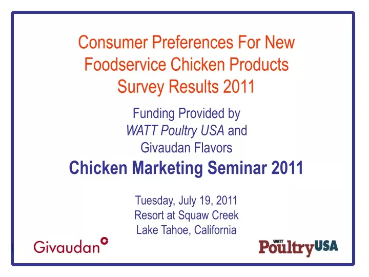 consumer preferences for new foodservice chicken