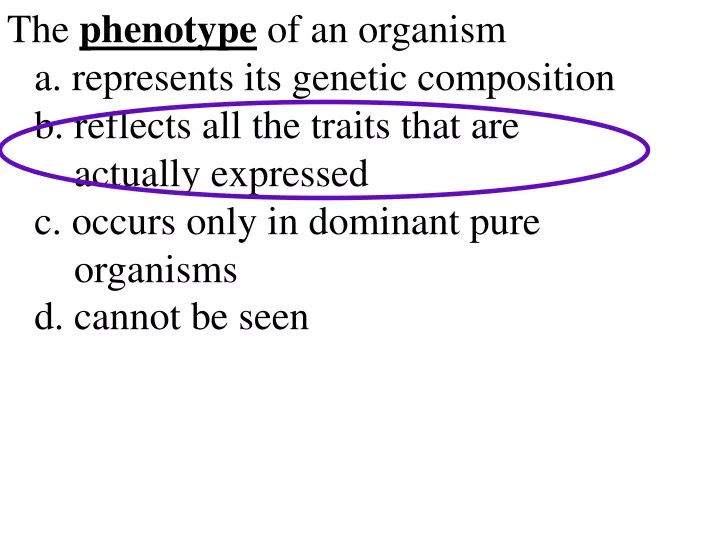 the phenotype of an organism a represents