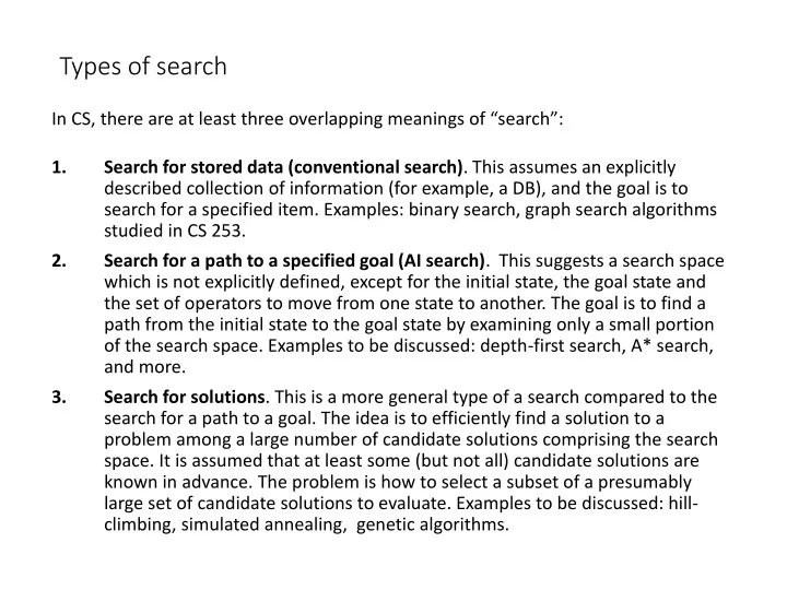 types of search