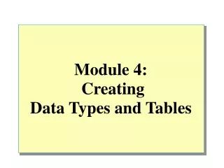 Module 4:  Creating  Data Types and Tables