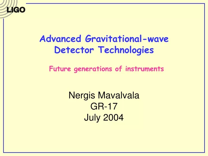 advanced gravitational wave detector technologies