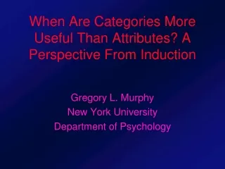 When Are Categories More Useful Than Attributes? A Perspective From Induction