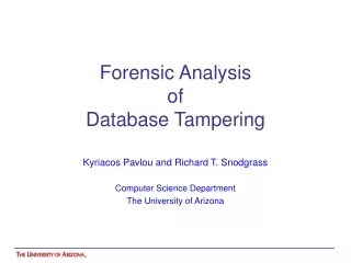 Forensic Analysis  of  Database Tampering