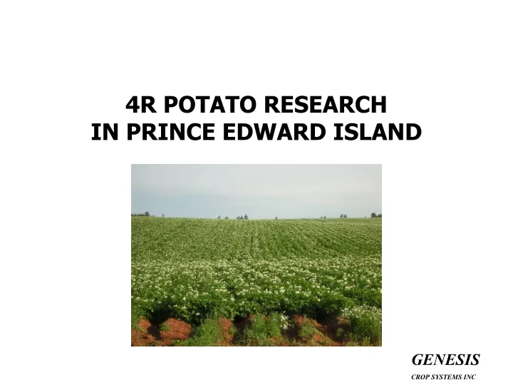 4r potato research in prince edward island