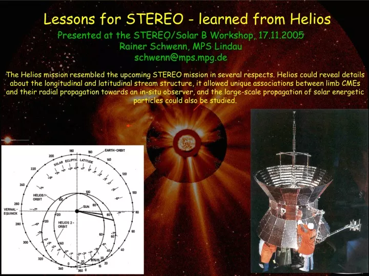 lessons for stereo learned from helios