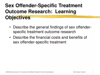 Sex Offender-Specific Treatment Outcome Research:  Learning Objectives