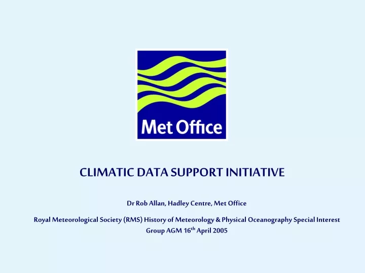climatic data support initiative