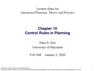 Chapter 10 Control Rules in Planning