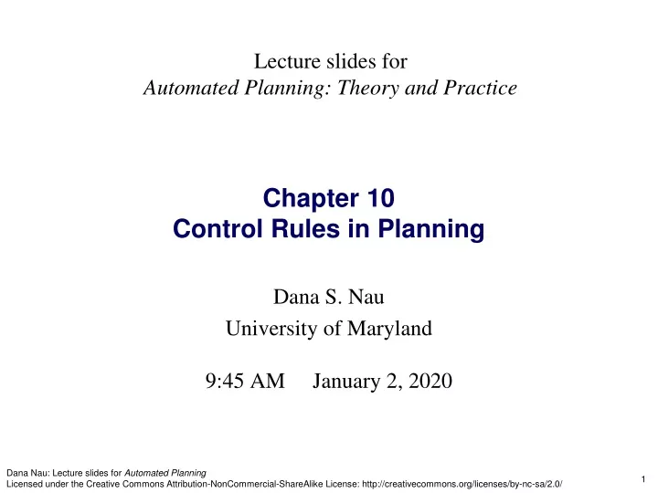 chapter 10 control rules in planning