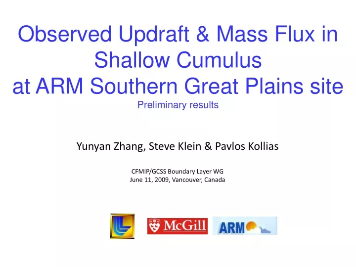 observed updraft mass flux in shallow cumulus at arm southern great plains site preliminary results