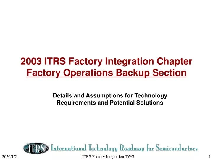 2003 itrs factory integration chapter factory operations backup section