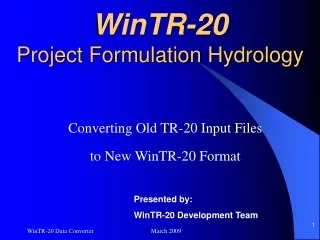 WinTR-20  Project Formulation Hydrology