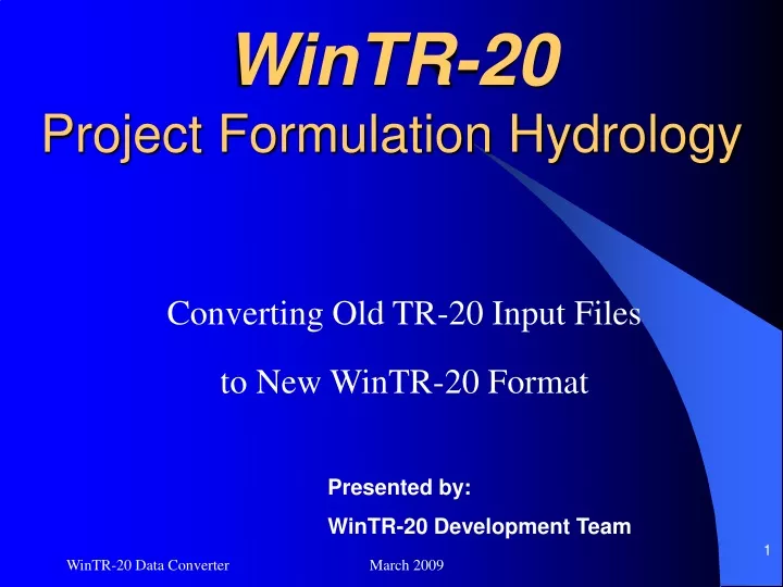 wintr 20 project formulation hydrology