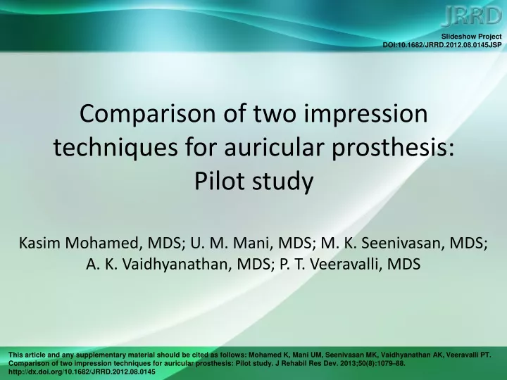 comparison of two impression techniques for auricular prosthesis pilot study