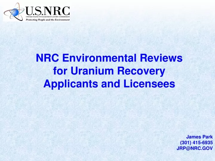 nrc environmental reviews for uranium recovery