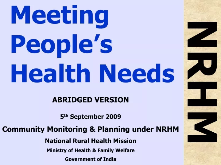 meeting people s health needs