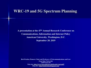 WRC-19 and 5G Spectrum Planning