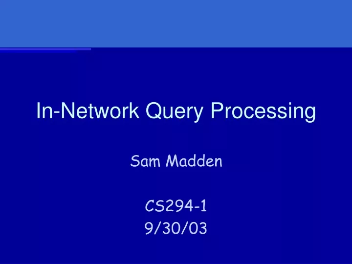 in network query processing