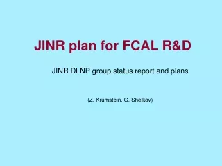 JINR plan for FCAL R&amp;D