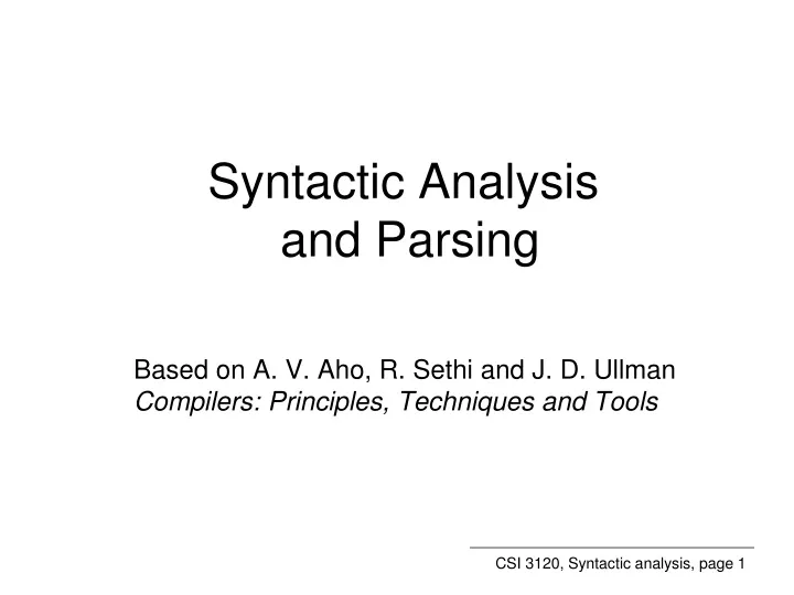 syntactic analysis and parsing