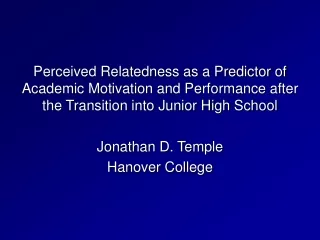 Jonathan D. Temple Hanover College