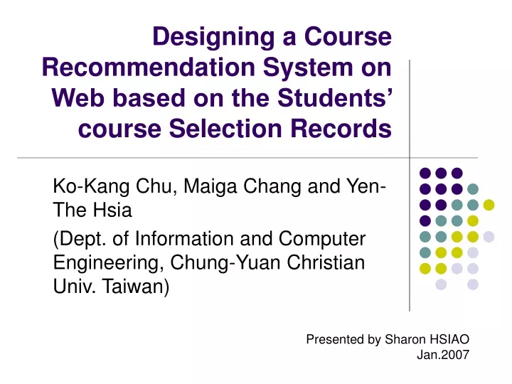 designing a course recommendation system on web based on the students course selection records