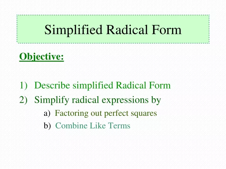simplified radical form
