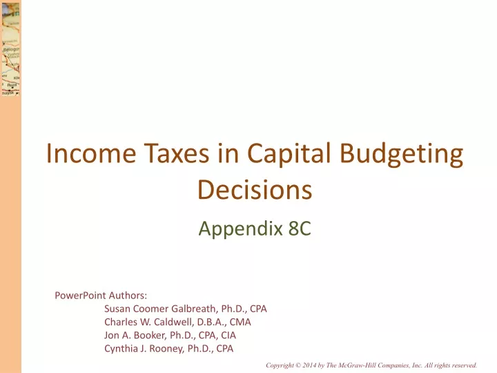 income taxes in capital budgeting decisions