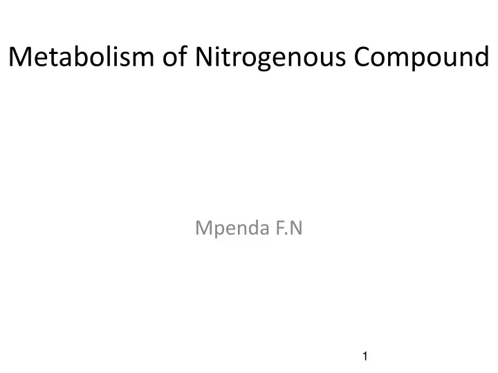 metabolism of nitrogenous compound