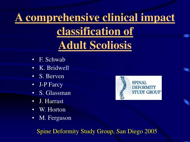 a comprehensive clinical impact classification of adult scoliosis