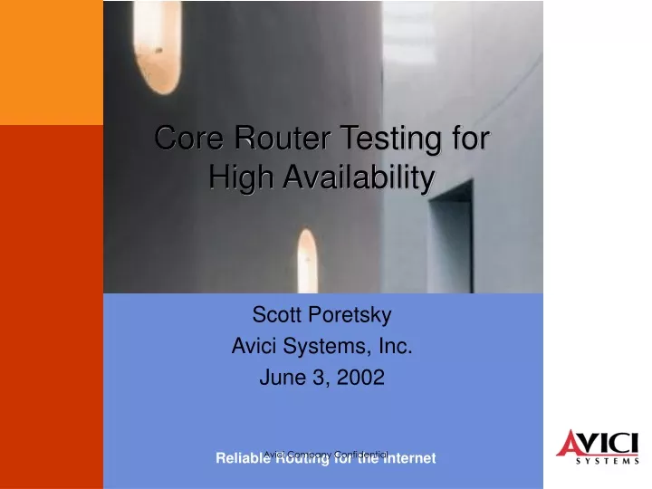 core router testing for high availability