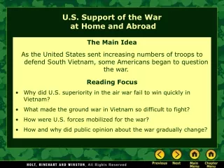 U.S. Support of the War  at Home and Abroad