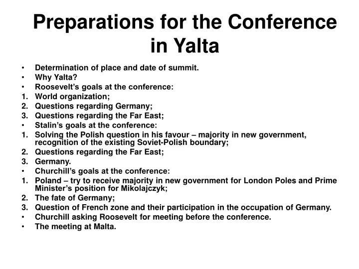 preparations for the conference in yalta