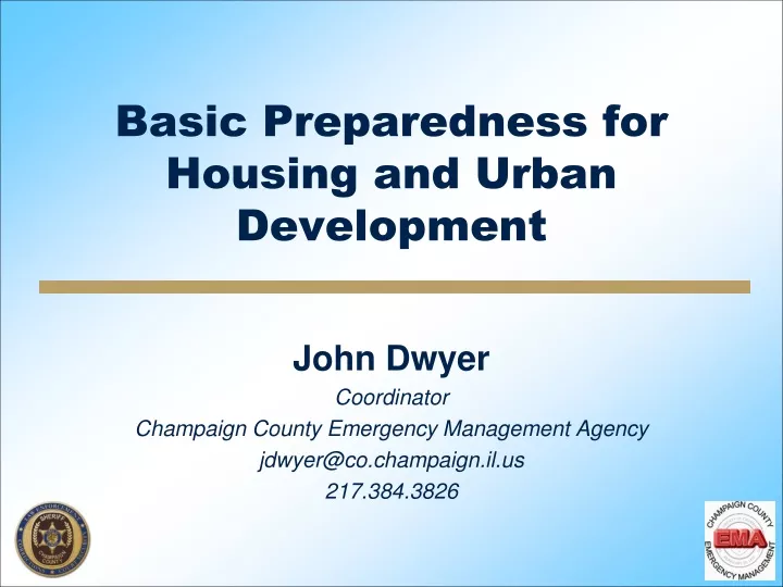 basic preparedness for housing and urban development