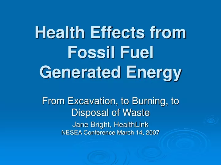 health effects from fossil fuel generated energy