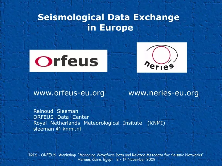seismological data exchange in europe