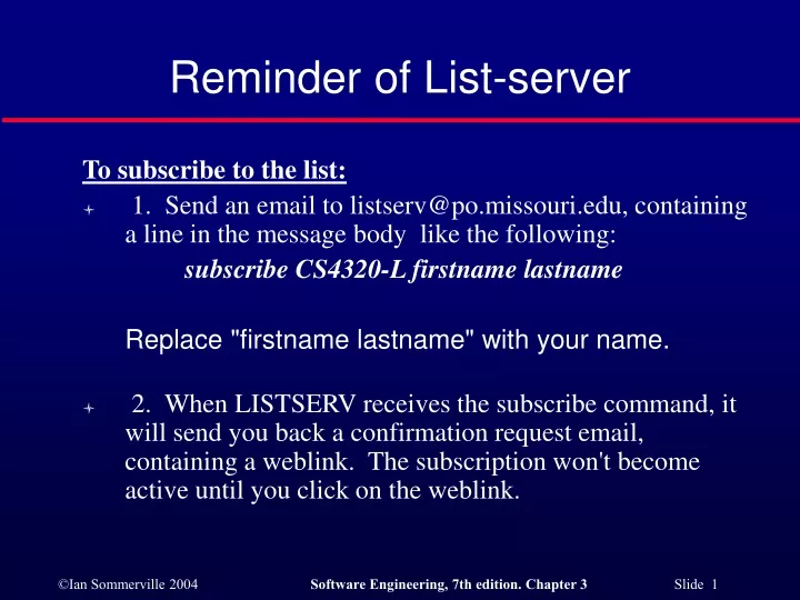 reminder of list server