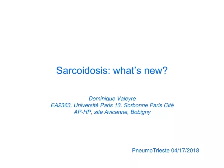 sarcoidosis what s new