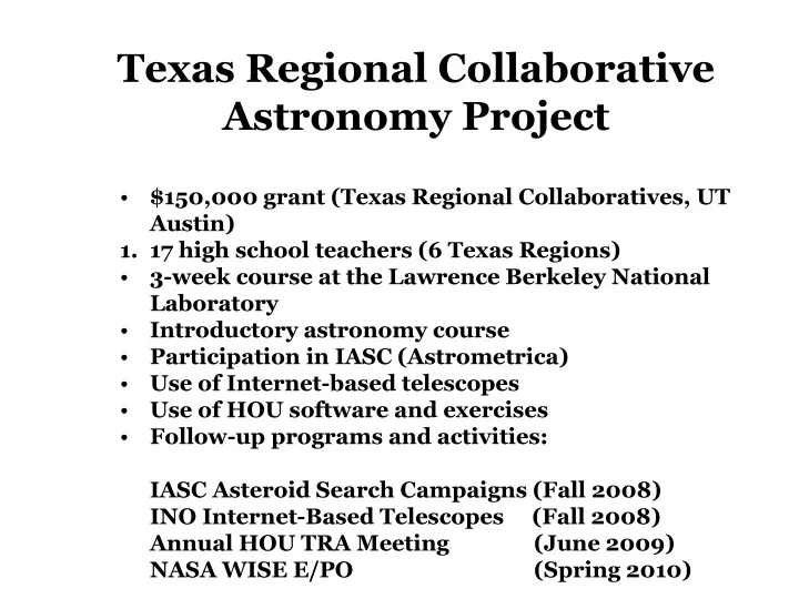 texas regional collaborative astronomy project