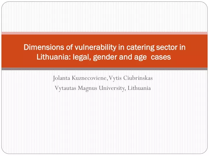 dimensions of vulnerability in catering sector in lithuania legal gender and age cases