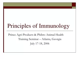 Principles of Immunology