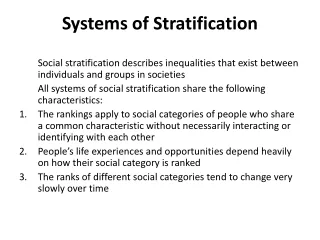 Systems of Stratification